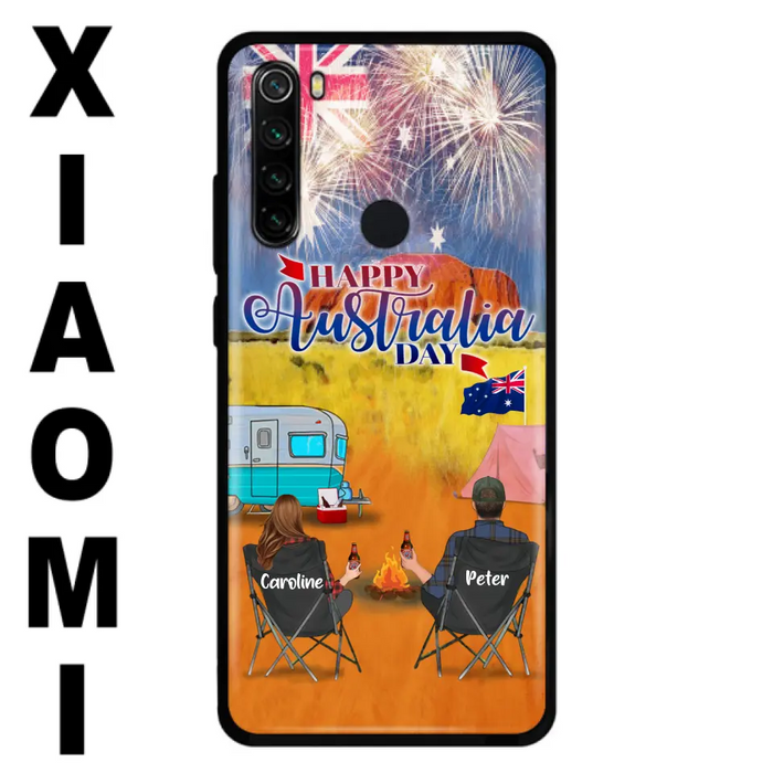 Custom Personalized Camping Happy Australia Day Phone Case - Couple/ Parents With Upto 2 Kids And 2 Pets - Gift Idea For Camping Lover - Case For Xiaomi, Oppo And Huawei