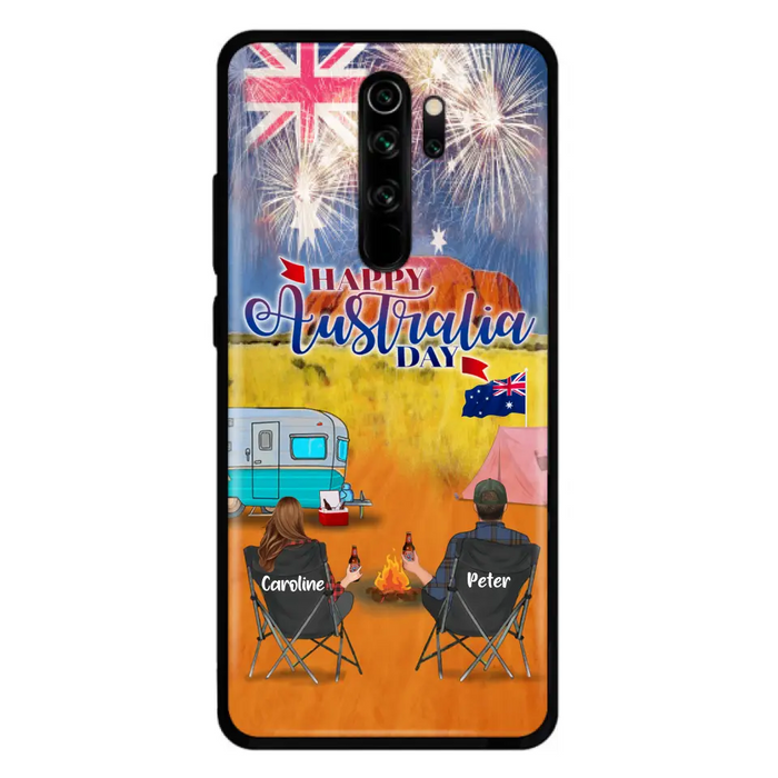 Custom Personalized Camping Happy Australia Day Phone Case - Couple/ Parents With Upto 2 Kids And 2 Pets - Gift Idea For Camping Lover - Case For Xiaomi, Oppo And Huawei