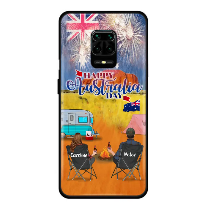 Custom Personalized Camping Happy Australia Day Phone Case - Couple/ Parents With Upto 2 Kids And 2 Pets - Gift Idea For Camping Lover - Case For Xiaomi, Oppo And Huawei