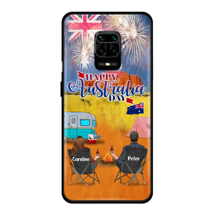 Custom Personalized Camping Happy Australia Day Phone Case - Couple/ Parents With Upto 2 Kids And 2 Pets - Gift Idea For Camping Lover - Case For Xiaomi, Oppo And Huawei