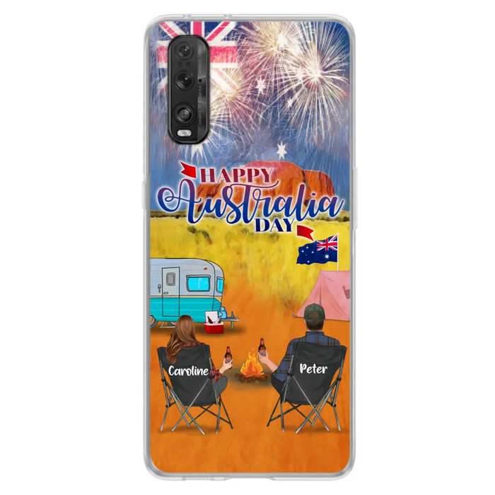 Custom Personalized Camping Happy Australia Day Phone Case - Couple/ Parents With Upto 2 Kids And 2 Pets - Gift Idea For Camping Lover - Case For Xiaomi, Oppo And Huawei