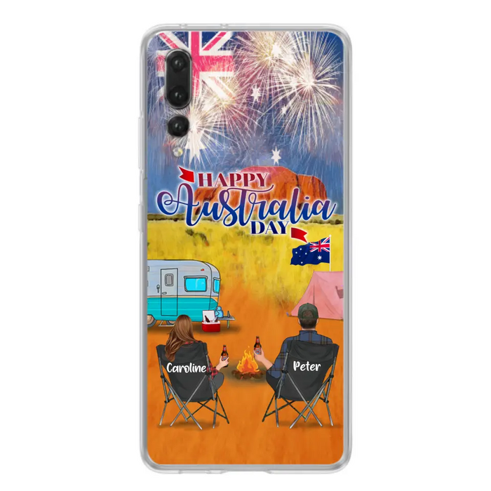 Custom Personalized Camping Happy Australia Day Phone Case - Couple/ Parents With Upto 2 Kids And 2 Pets - Gift Idea For Camping Lover - Case For Xiaomi, Oppo And Huawei