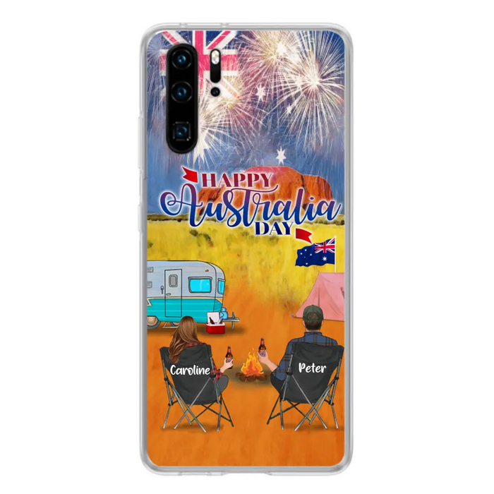 Custom Personalized Camping Happy Australia Day Phone Case - Couple/ Parents With Upto 2 Kids And 2 Pets - Gift Idea For Camping Lover - Case For Xiaomi, Oppo And Huawei