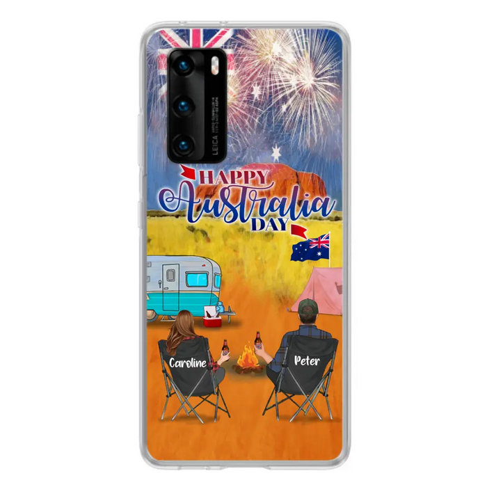 Custom Personalized Camping Happy Australia Day Phone Case - Couple/ Parents With Upto 2 Kids And 2 Pets - Gift Idea For Camping Lover - Case For Xiaomi, Oppo And Huawei