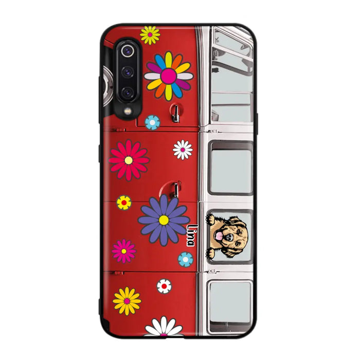 Custom Personalized Campervan Hippie And Pet Phone Case - Upto 3 Pets - Gift Idea For Dog/ Cat Lover - Case For Xiaomi, Oppo And Huawei