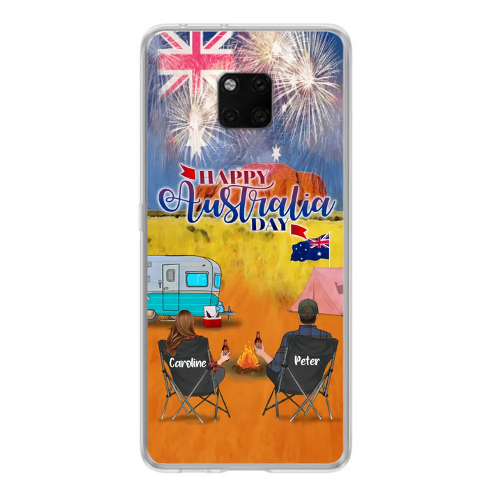 Custom Personalized Camping Happy Australia Day Phone Case - Couple/ Parents With Upto 2 Kids And 2 Pets - Gift Idea For Camping Lover - Case For Xiaomi, Oppo And Huawei