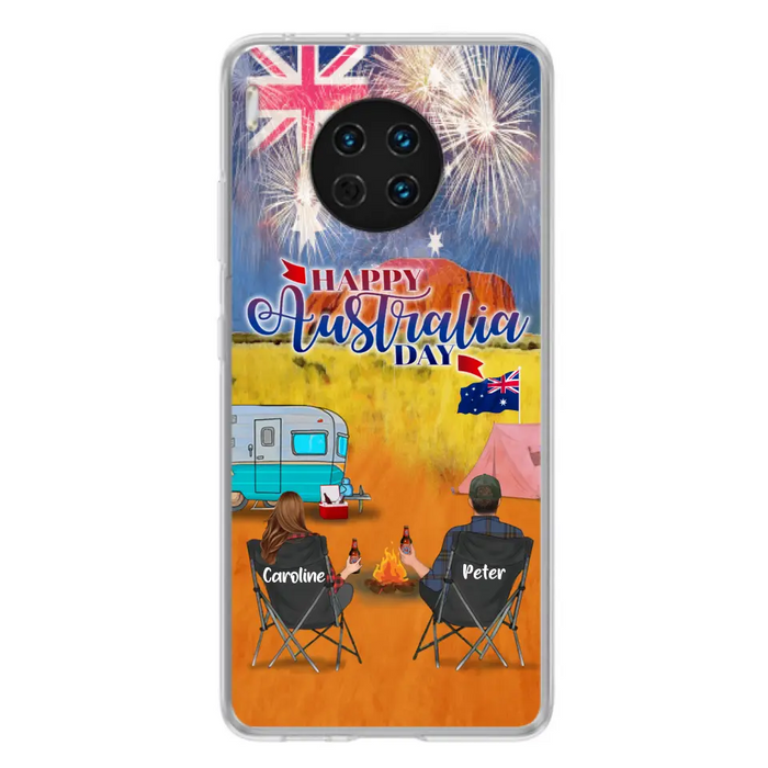 Custom Personalized Camping Happy Australia Day Phone Case - Couple/ Parents With Upto 2 Kids And 2 Pets - Gift Idea For Camping Lover - Case For Xiaomi, Oppo And Huawei