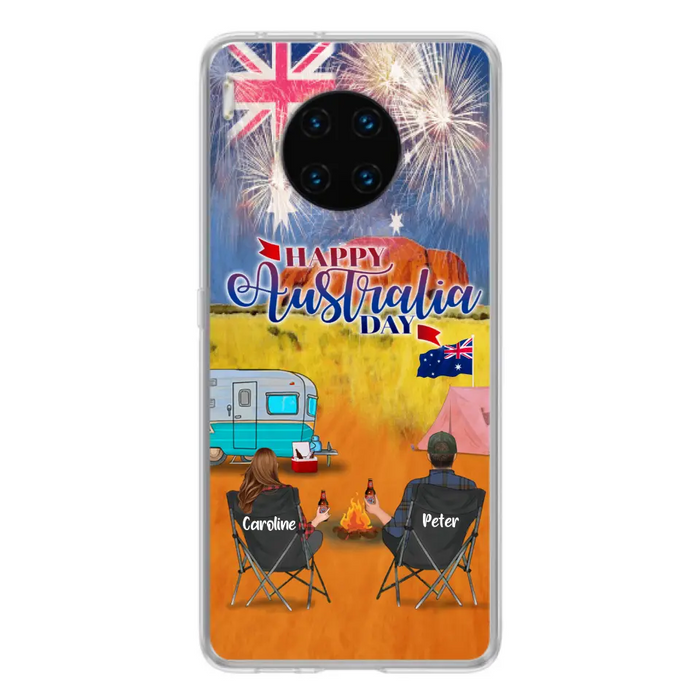 Custom Personalized Camping Happy Australia Day Phone Case - Couple/ Parents With Upto 2 Kids And 2 Pets - Gift Idea For Camping Lover - Case For Xiaomi, Oppo And Huawei