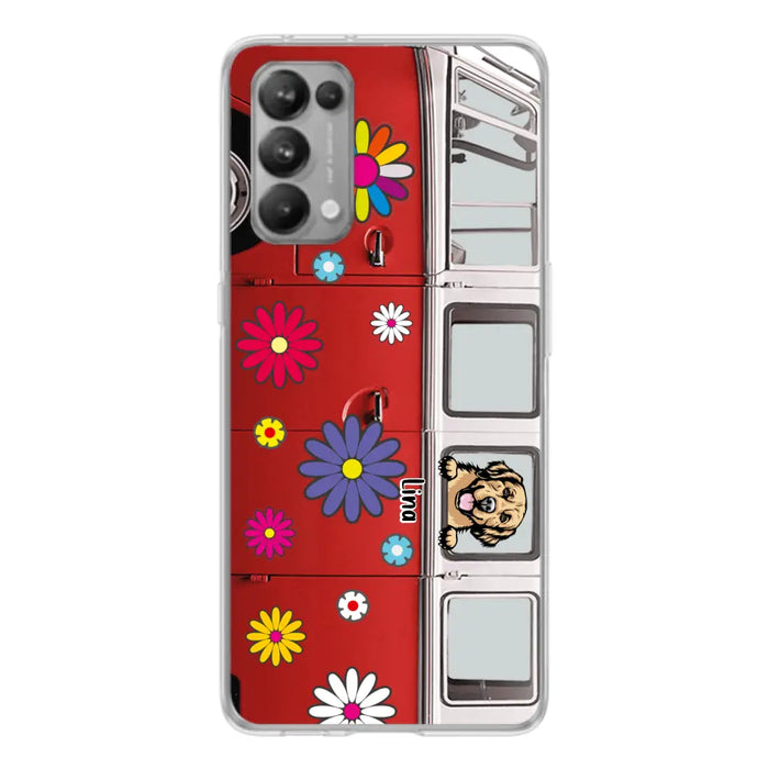 Custom Personalized Campervan Hippie And Pet Phone Case - Upto 3 Pets - Gift Idea For Dog/ Cat Lover - Case For Xiaomi, Oppo And Huawei