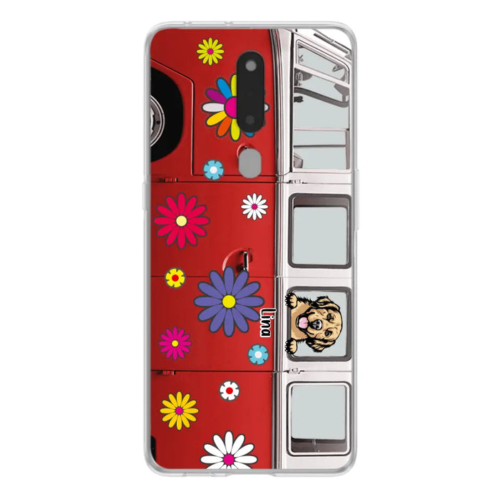 Custom Personalized Campervan Hippie And Pet Phone Case - Upto 3 Pets - Gift Idea For Dog/ Cat Lover - Case For Xiaomi, Oppo And Huawei