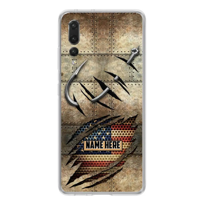 Custom Personalized Fishing America Flag Phone Case - Gift Idea For Fishing Lover - Case For Xiaomi. Oppo And Huawei