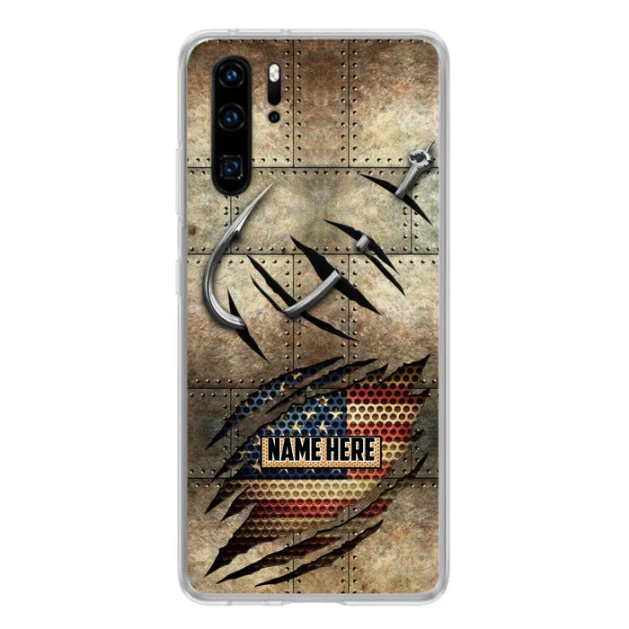 Custom Personalized Fishing America Flag Phone Case - Gift Idea For Fishing Lover - Case For Xiaomi. Oppo And Huawei