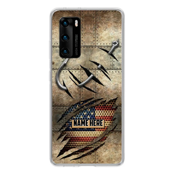 Custom Personalized Fishing America Flag Phone Case - Gift Idea For Fishing Lover - Case For Xiaomi. Oppo And Huawei