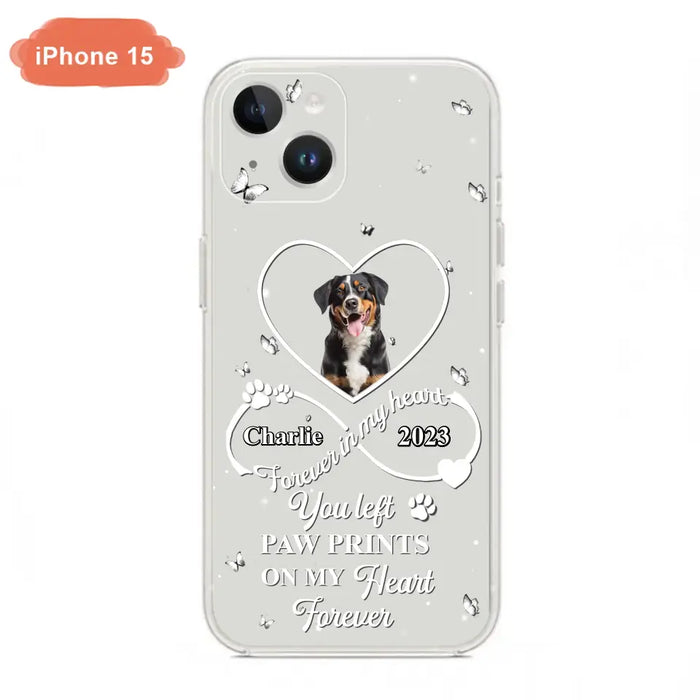 Personalized Memorial Phone Case - Upload Photo - Memorial Gift Idea For Pet Lover - You left paw prints on my heart forever - Case For iPhone/Samsung