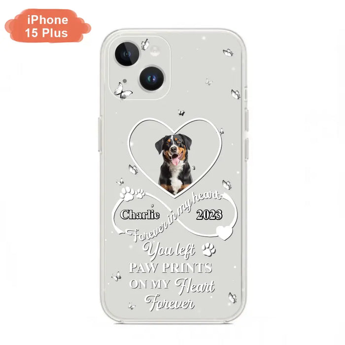 Personalized Memorial Phone Case - Upload Photo - Memorial Gift Idea For Pet Lover - You left paw prints on my heart forever - Case For iPhone/Samsung