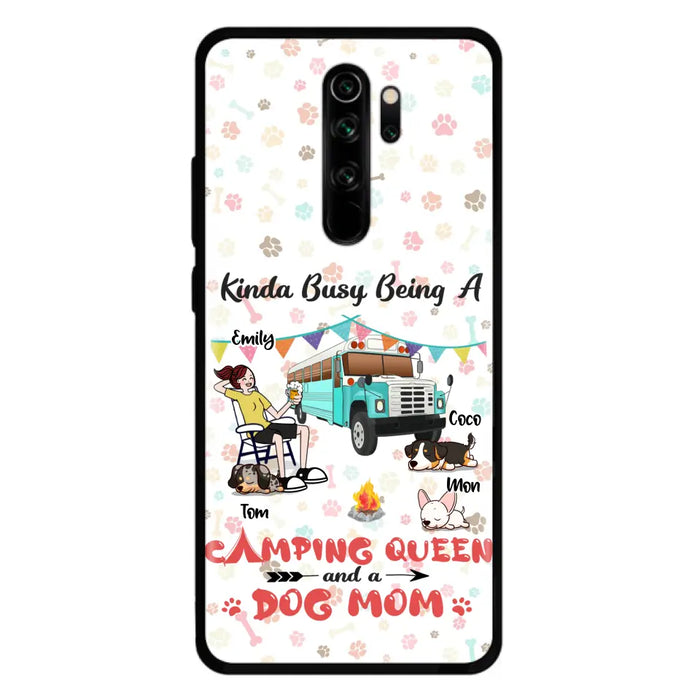 Custom Personalized Camping Queen Phone Case - Upto 3 Dogs - Gift Idea For Dog Lovers - Kinda Busy Being A Camping Queen And A Dog Mom - Case For Xiaomi/Huawei/Oppo