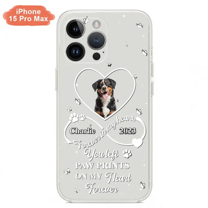 Personalized Memorial Phone Case - Upload Photo - Memorial Gift Idea For Pet Lover - You left paw prints on my heart forever - Case For iPhone/Samsung