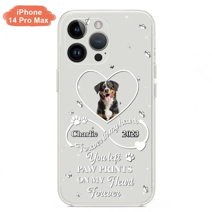 Personalized Memorial Phone Case - Upload Photo - Memorial Gift Idea For Pet Lover - You left paw prints on my heart forever - Case For iPhone/Samsung