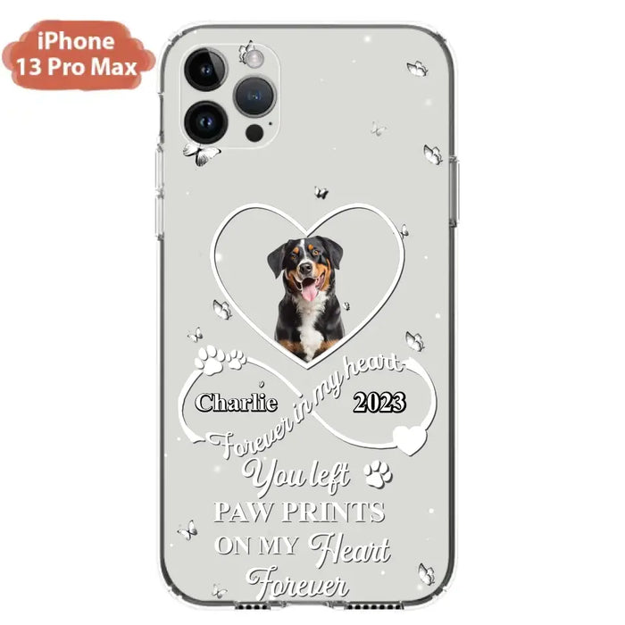 Personalized Memorial Phone Case - Upload Photo - Memorial Gift Idea For Pet Lover - You left paw prints on my heart forever - Case For iPhone/Samsung