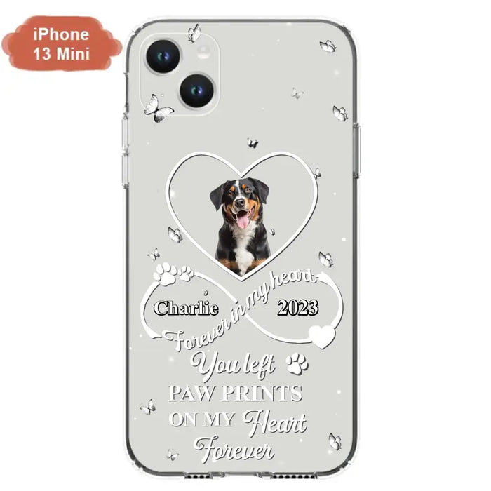 Personalized Memorial Phone Case - Upload Photo - Memorial Gift Idea For Pet Lover - You left paw prints on my heart forever - Case For iPhone/Samsung