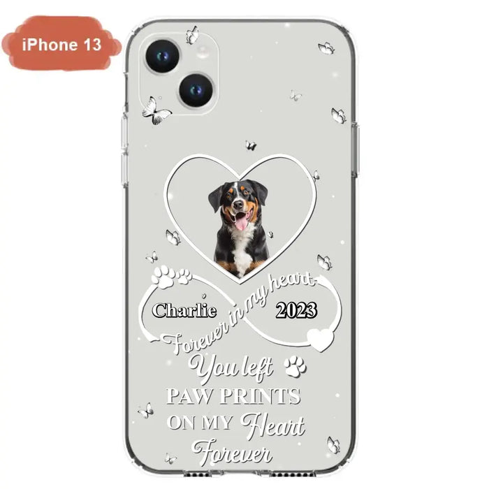 Personalized Memorial Phone Case - Upload Photo - Memorial Gift Idea For Pet Lover - You left paw prints on my heart forever - Case For iPhone/Samsung