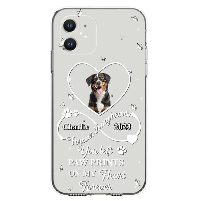 Personalized Memorial Phone Case - Upload Photo - Memorial Gift Idea For Pet Lover - You left paw prints on my heart forever - Case For iPhone/Samsung