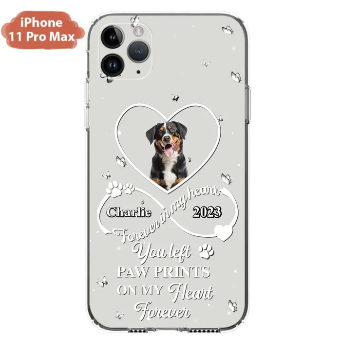 Personalized Memorial Phone Case - Upload Photo - Memorial Gift Idea For Pet Lover - You left paw prints on my heart forever - Case For iPhone/Samsung