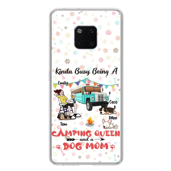 Custom Personalized Camping Queen Phone Case - Upto 3 Dogs - Gift Idea For Dog Lovers - Kinda Busy Being A Camping Queen And A Dog Mom - Case For Xiaomi/Huawei/Oppo