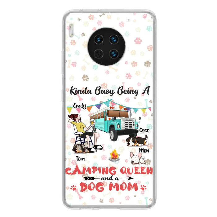 Custom Personalized Camping Queen Phone Case - Upto 3 Dogs - Gift Idea For Dog Lovers - Kinda Busy Being A Camping Queen And A Dog Mom - Case For Xiaomi/Huawei/Oppo