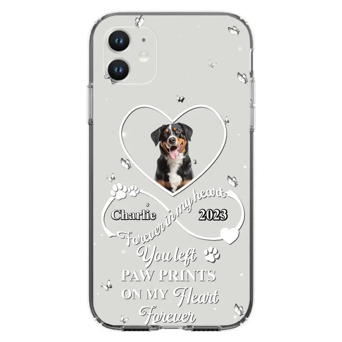 Personalized Memorial Phone Case - Upload Photo - Memorial Gift Idea For Pet Lover - You left paw prints on my heart forever - Case For iPhone/Samsung