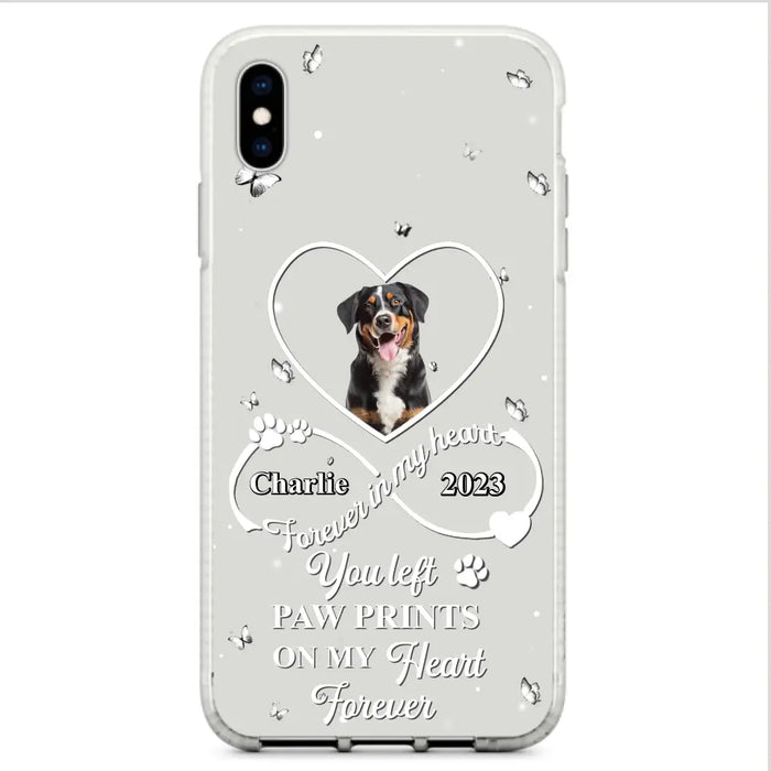 Personalized Memorial Phone Case - Upload Photo - Memorial Gift Idea For Pet Lover - You left paw prints on my heart forever - Case For iPhone/Samsung