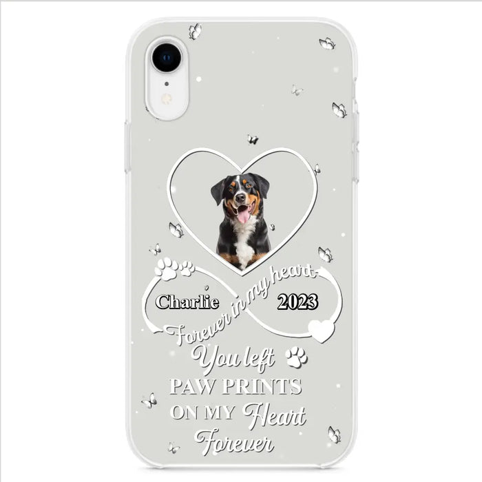 Personalized Memorial Phone Case - Upload Photo - Memorial Gift Idea For Pet Lover - You left paw prints on my heart forever - Case For iPhone/Samsung