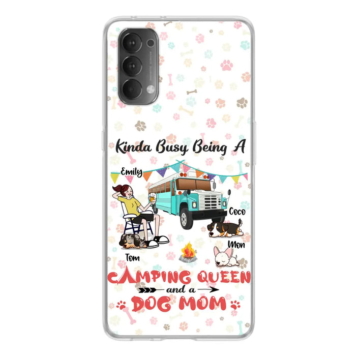 Custom Personalized Camping Queen Phone Case - Upto 3 Dogs - Gift Idea For Dog Lovers - Kinda Busy Being A Camping Queen And A Dog Mom - Case For Xiaomi/Huawei/Oppo