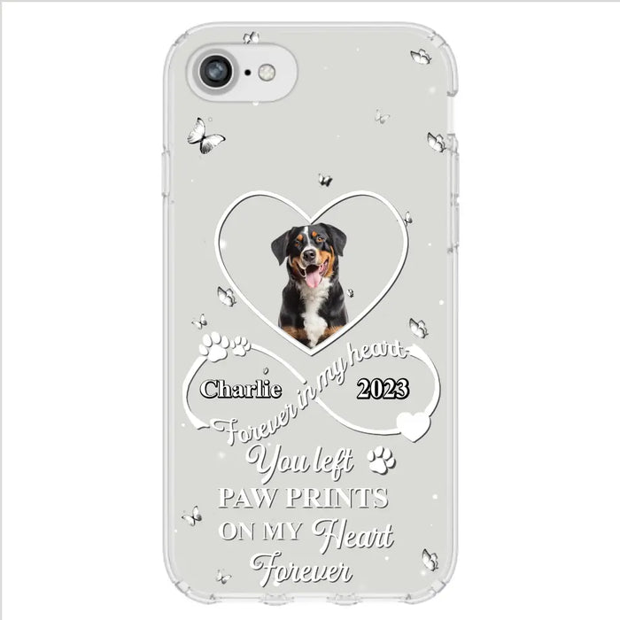 Personalized Memorial Phone Case - Upload Photo - Memorial Gift Idea For Pet Lover - You left paw prints on my heart forever - Case For iPhone/Samsung