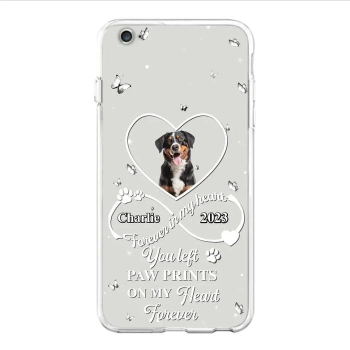 Personalized Memorial Phone Case - Upload Photo - Memorial Gift Idea For Pet Lover - You left paw prints on my heart forever - Case For iPhone/Samsung