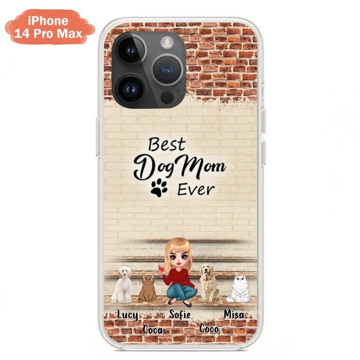 Custom Personalized Dog/Cat Mom Phone Case - Gift Idea For Dog/Cat Lovers/Mother's Day - Upto 3 Dogs/Cats - Best Dog Mom Ever - Cases For iPhone/Samsung