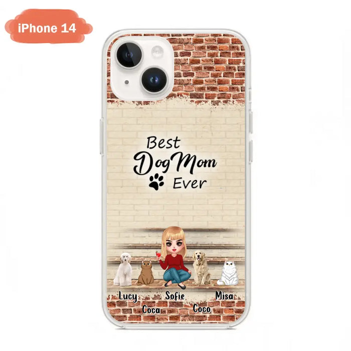 Custom Personalized Dog/Cat Mom Phone Case - Gift Idea For Dog/Cat Lovers/Mother's Day - Upto 3 Dogs/Cats - Best Dog Mom Ever - Cases For iPhone/Samsung