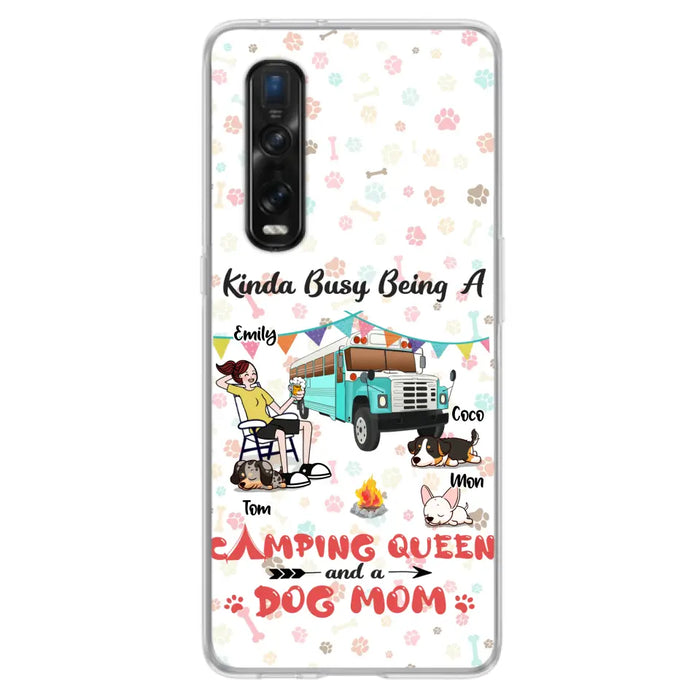 Custom Personalized Camping Queen Phone Case - Upto 3 Dogs - Gift Idea For Dog Lovers - Kinda Busy Being A Camping Queen And A Dog Mom - Case For Xiaomi/Huawei/Oppo