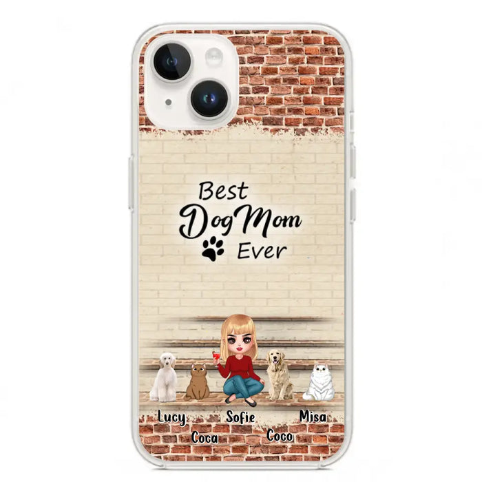 Custom Personalized Dog/Cat Mom Phone Case - Gift Idea For Dog/Cat Lovers/Mother's Day - Upto 3 Dogs/Cats - Best Dog Mom Ever - Cases For iPhone/Samsung