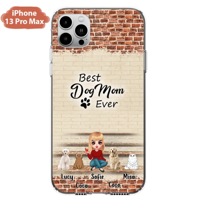 Custom Personalized Dog/Cat Mom Phone Case - Gift Idea For Dog/Cat Lovers/Mother's Day - Upto 3 Dogs/Cats - Best Dog Mom Ever - Cases For iPhone/Samsung