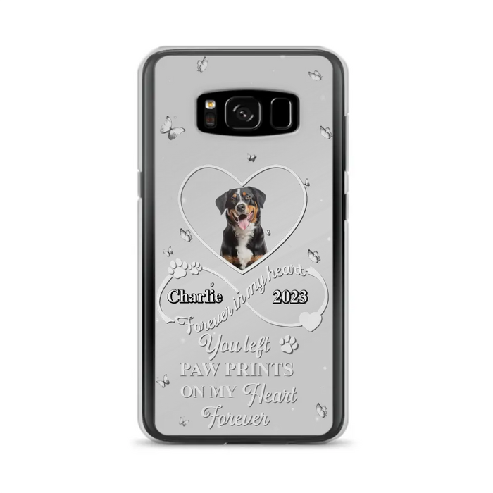 Personalized Memorial Phone Case - Upload Photo - Memorial Gift Idea For Pet Lover - You left paw prints on my heart forever - Case For iPhone/Samsung