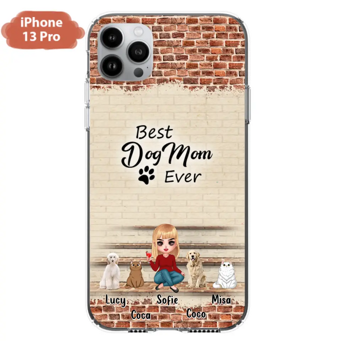 Custom Personalized Dog/Cat Mom Phone Case - Gift Idea For Dog/Cat Lovers/Mother's Day - Upto 3 Dogs/Cats - Best Dog Mom Ever - Cases For iPhone/Samsung