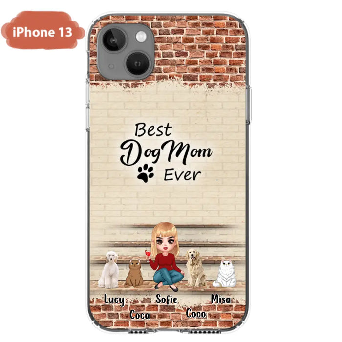 Custom Personalized Dog/Cat Mom Phone Case - Gift Idea For Dog/Cat Lovers/Mother's Day - Upto 3 Dogs/Cats - Best Dog Mom Ever - Cases For iPhone/Samsung