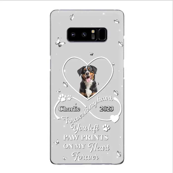 Personalized Memorial Phone Case - Upload Photo - Memorial Gift Idea For Pet Lover - You left paw prints on my heart forever - Case For iPhone/Samsung