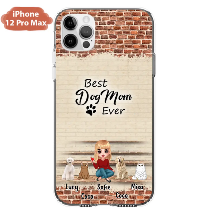 Custom Personalized Dog/Cat Mom Phone Case - Gift Idea For Dog/Cat Lovers/Mother's Day - Upto 3 Dogs/Cats - Best Dog Mom Ever - Cases For iPhone/Samsung