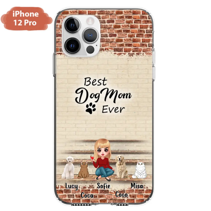 Custom Personalized Dog/Cat Mom Phone Case - Gift Idea For Dog/Cat Lovers/Mother's Day - Upto 3 Dogs/Cats - Best Dog Mom Ever - Cases For iPhone/Samsung