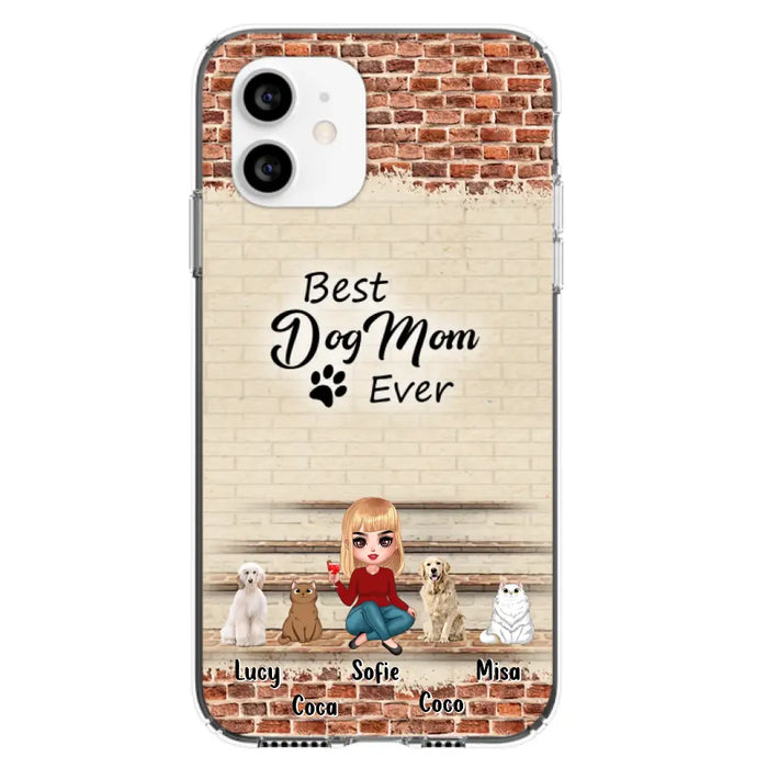 Custom Personalized Dog/Cat Mom Phone Case - Gift Idea For Dog/Cat Lovers/Mother's Day - Upto 3 Dogs/Cats - Best Dog Mom Ever - Cases For iPhone/Samsung