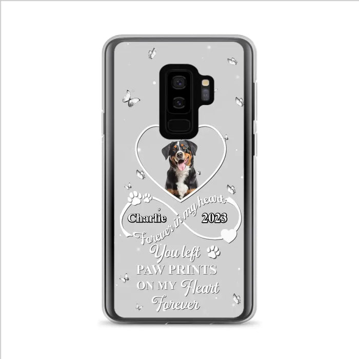 Personalized Memorial Phone Case - Upload Photo - Memorial Gift Idea For Pet Lover - You left paw prints on my heart forever - Case For iPhone/Samsung