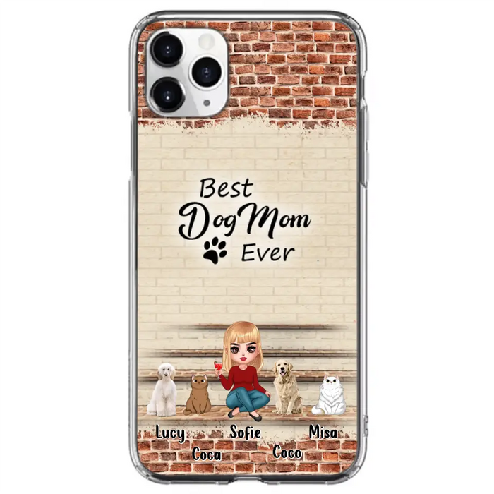 Custom Personalized Dog/Cat Mom Phone Case - Gift Idea For Dog/Cat Lovers/Mother's Day - Upto 3 Dogs/Cats - Best Dog Mom Ever - Cases For iPhone/Samsung