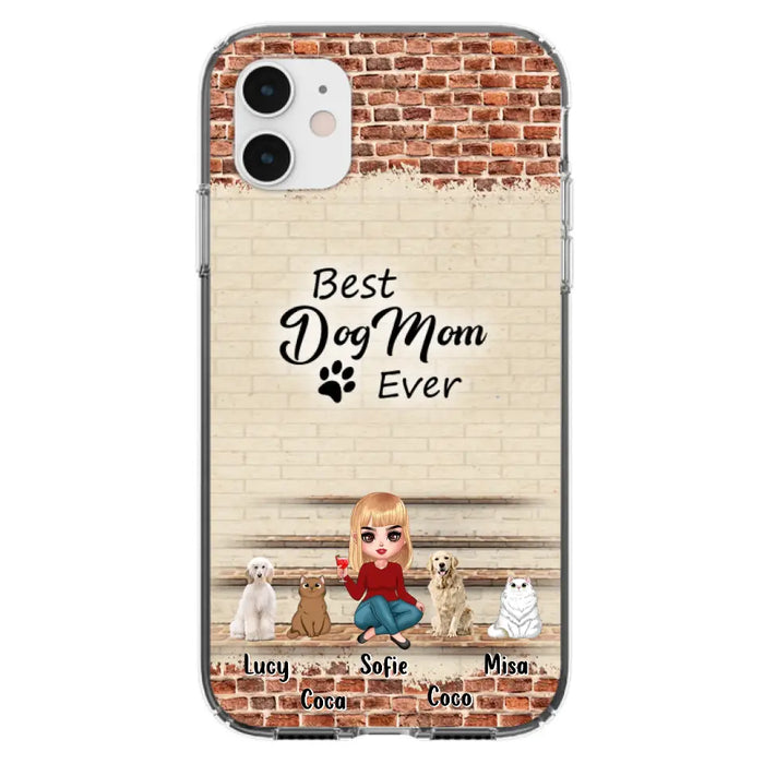 Custom Personalized Dog/Cat Mom Phone Case - Gift Idea For Dog/Cat Lovers/Mother's Day - Upto 3 Dogs/Cats - Best Dog Mom Ever - Cases For iPhone/Samsung